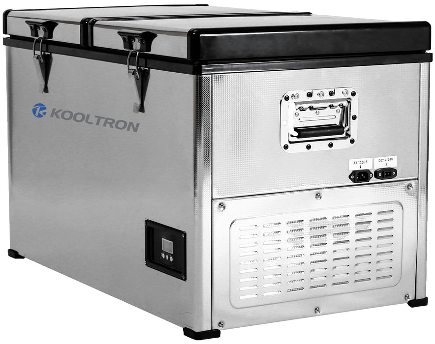 Kooltron 100L Stainless Steel Dual Compartment Fridge / Freezer Camping 12v24v 240v
