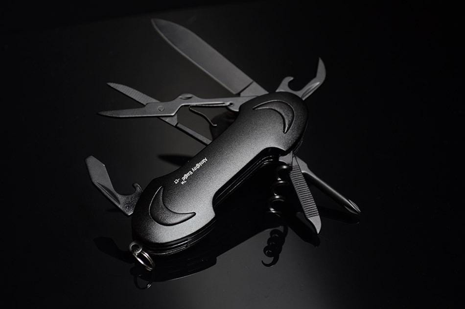 Black Stainless Steal Survival Pocket Outdoor Multitool for Camping Hiking
