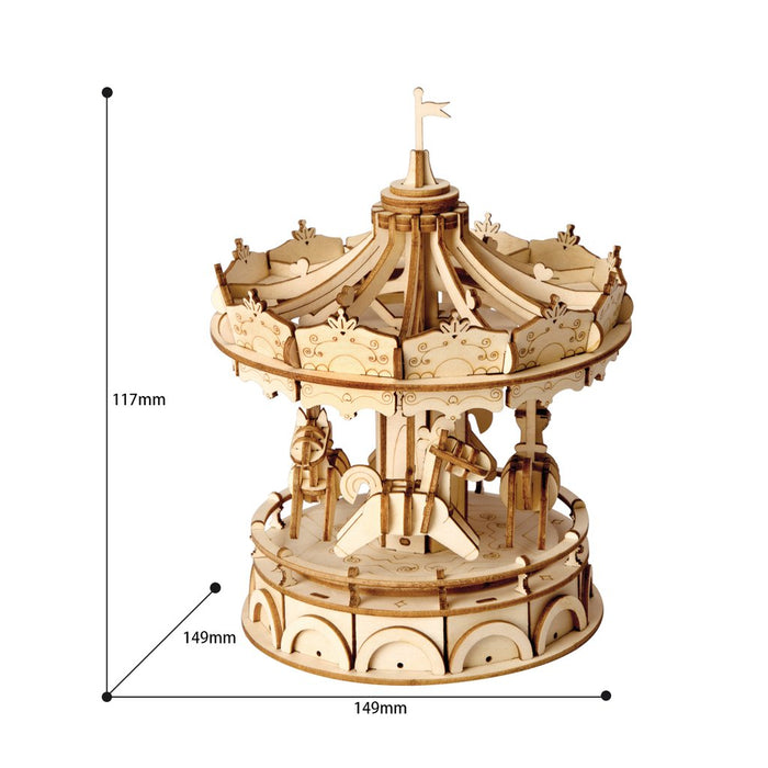 Robotime Modern 3D Wooden Puzzle-Non Animals Merry-Go-Round