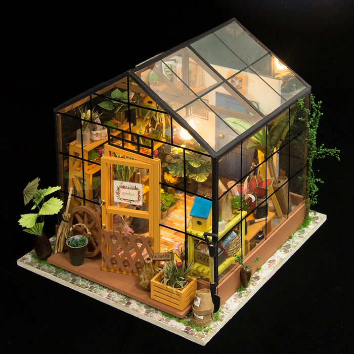 Robotime DIY Dollhouse Kit-Cathy's Flower House with LED light