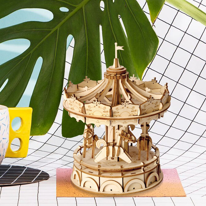 Robotime Modern 3D Wooden Puzzle-Non Animals Merry-Go-Round
