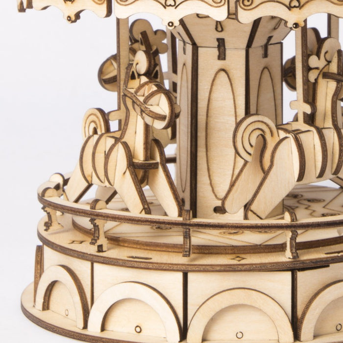 Robotime Modern 3D Wooden Puzzle-Non Animals Merry-Go-Round
