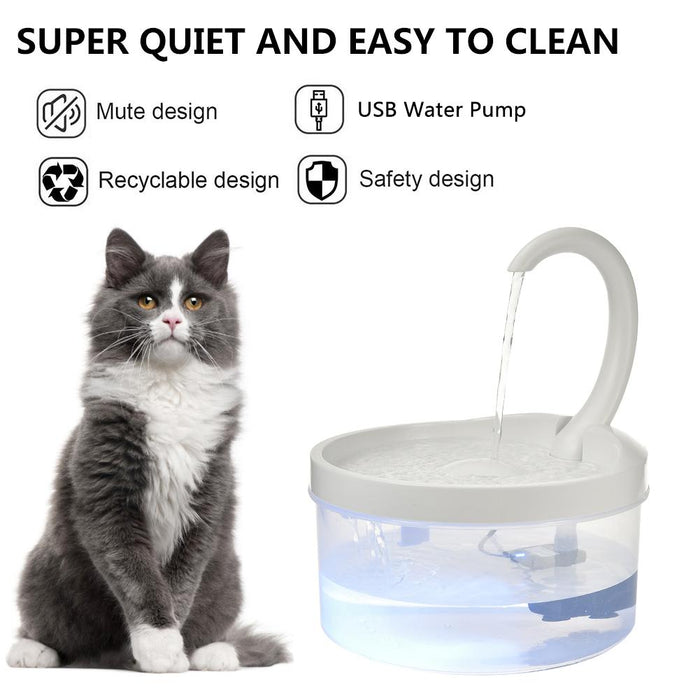 Pet Water Fountain Swan Neck Shaped Cat Water Dispenser USB Charging Automatic Drinking Fountain 2L With LED Light For Cat Dog