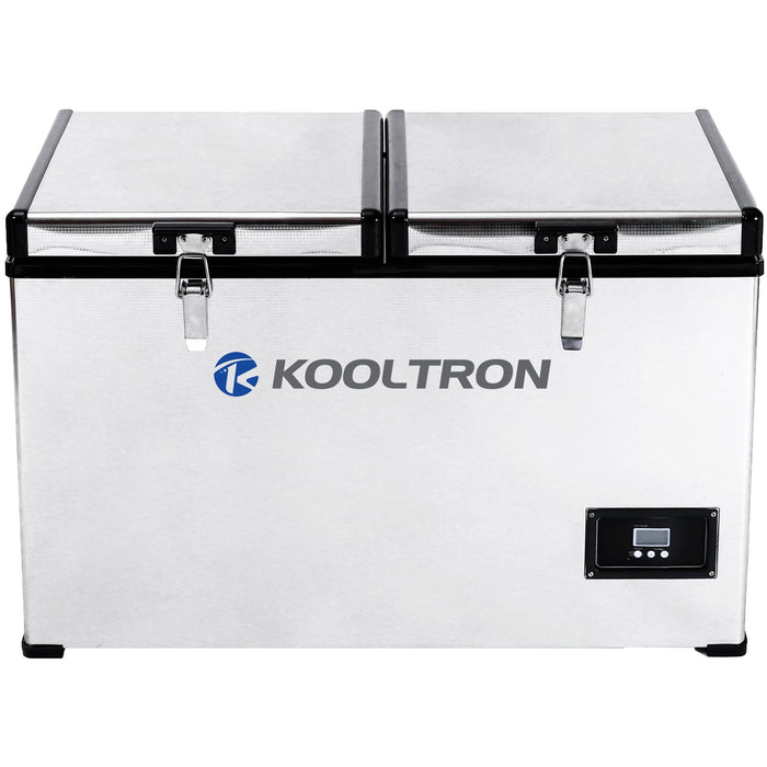 Kooltron 100L Stainless Steel Dual Compartment Fridge / Freezer Camping 12v24v 240v