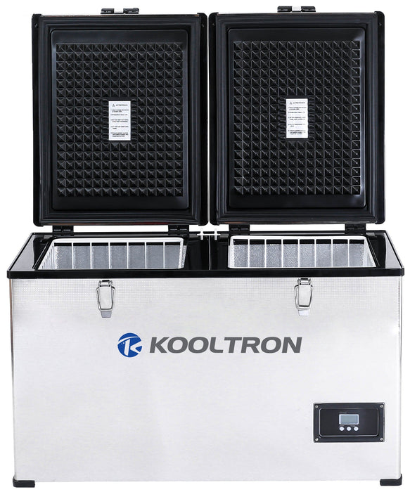 Kooltron 75L Stainless Steel Dual Compartment Fridge / Freezer Camping 12v24v 240v