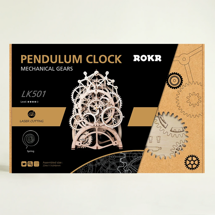 Robotime 3D Puzzle Movement Assembled Wooden Pendulum clock