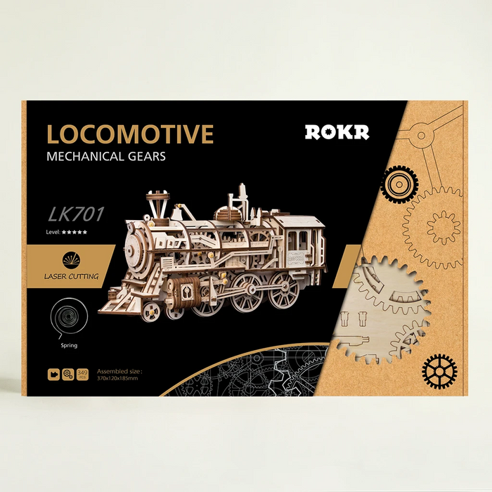 Robotime Mechanical Gears 3D Puzzle Movement Assembled Wooden Locomotive