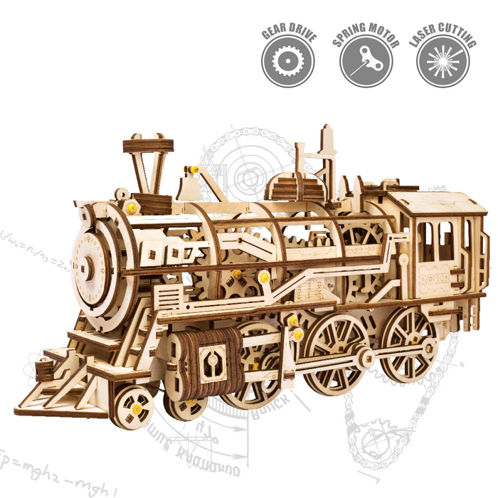 Robotime Mechanical Gears 3D Puzzle Movement Assembled Wooden Locomotive