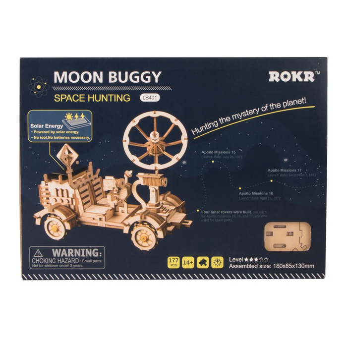 Robotime 3D Wooden Puzzle Movement Assembled Solar Energy Powered Toys Space Hunting Moon Buggy