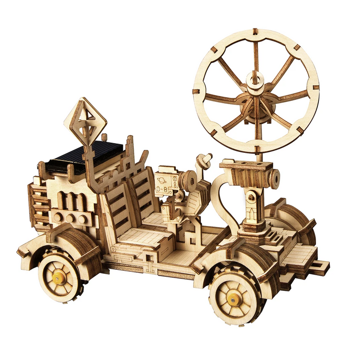 Robotime 3D Wooden Puzzle Movement Assembled Solar Energy Powered Toys Space Hunting Moon Buggy