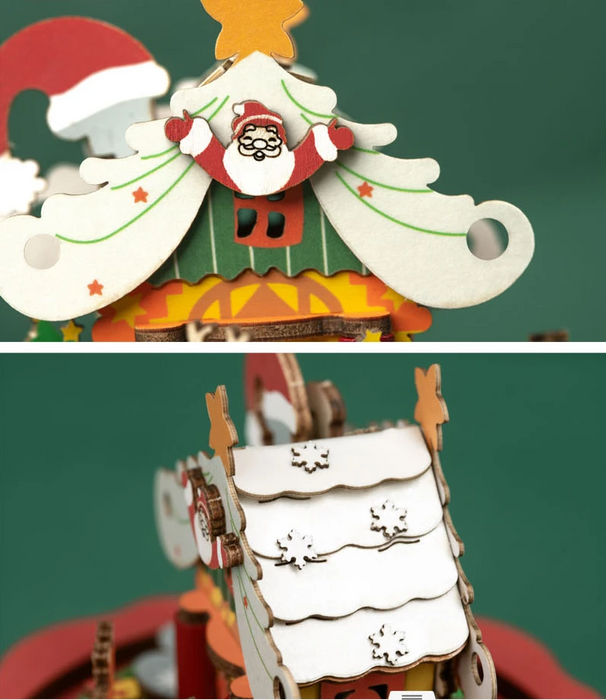 Robotime DIY Wooden Music Box Christmas Town