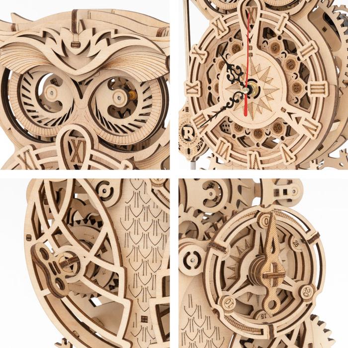 Robotime 3D Puzzle Owl Clock Battery Mechanical Gears Kit