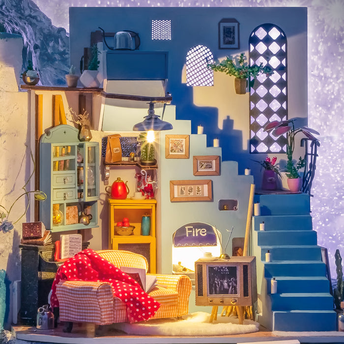 Robotime DIY Miniature Dollhouse Kit-Joy’s Peninsula Living Room