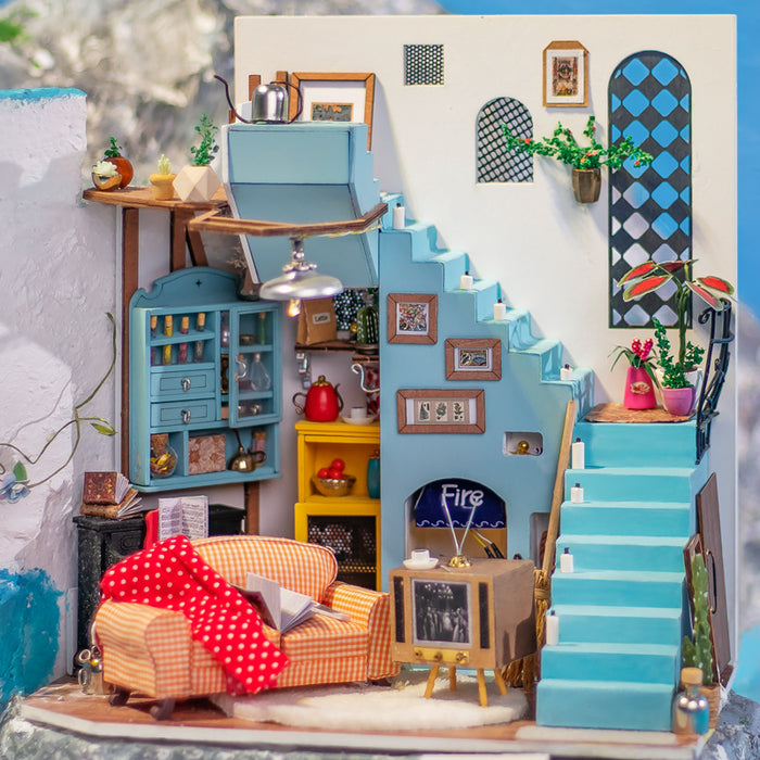 Robotime DIY Miniature Dollhouse Kit-Joy’s Peninsula Living Room