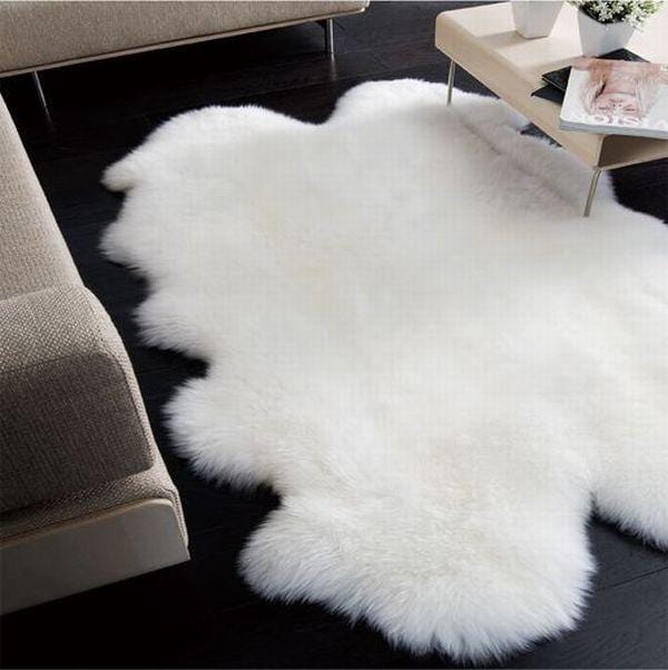 QUARTO Genuine Australian Premium Soft Sheepskin Lambskin Rug Pelt White / Ivory