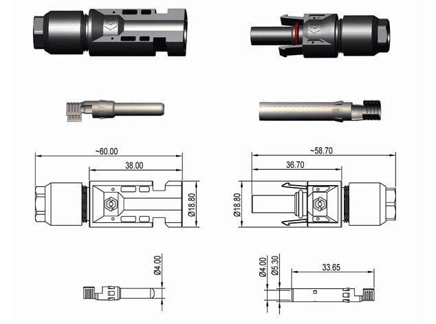 MC4 Solar Panel Connectors Male Female Set TUV IP67 30A  PV Photovoltaic