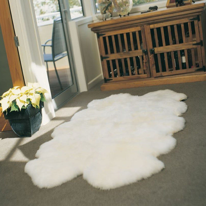 QUARTO Genuine Australian Premium Soft Sheepskin Lambskin Rug Pelt White / Ivory