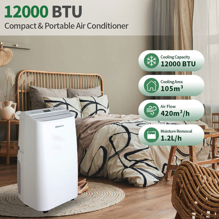 Shinco SPF3 12000BTU 3.5kw Portable Air Conditioner Remote Caravan