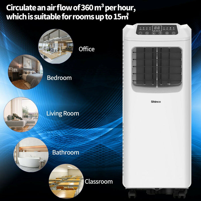 Shinco 7000 BTU Portable Air Conditioner Remote Caravan, Mobile Fan Cooler, Dehumidifier