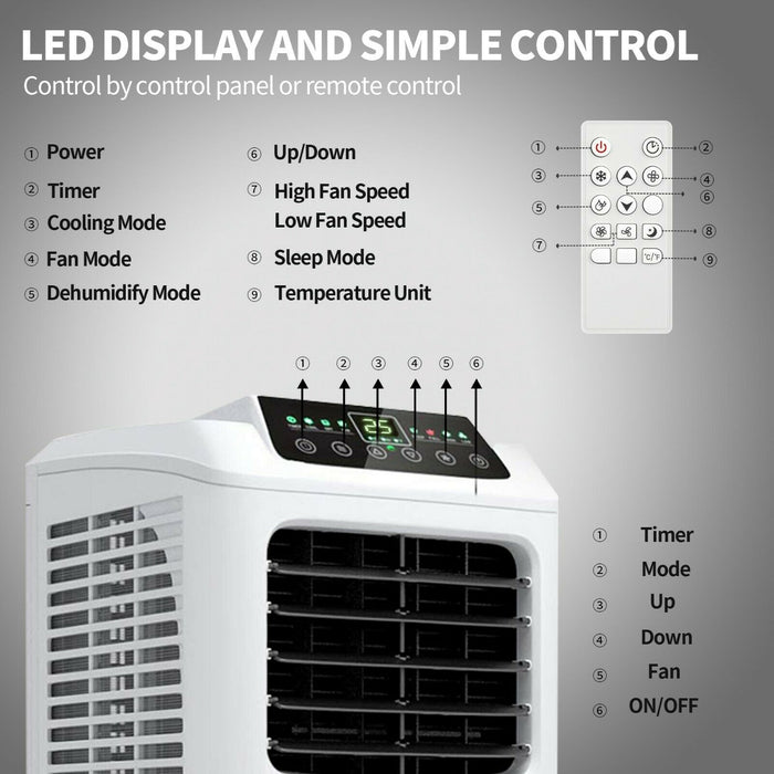 Shinco 7000 BTU Portable Air Conditioner Remote Caravan, Mobile Fan Cooler, Dehumidifier